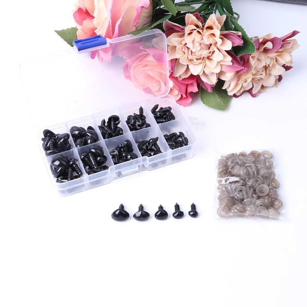 Details about  / Black Safety Noses 100 Pack Plastic Ellipse with 100 Washers for Craft Doll