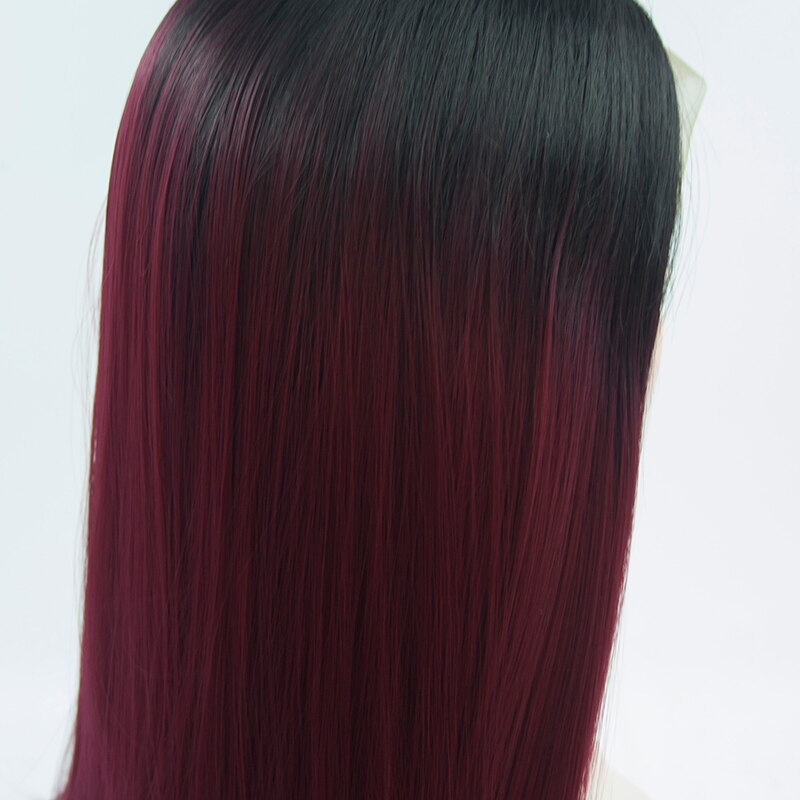 Fantasy Beauty Ombre Dark Red Long Straight Wig Synthetic Lace Wigs For Black Women