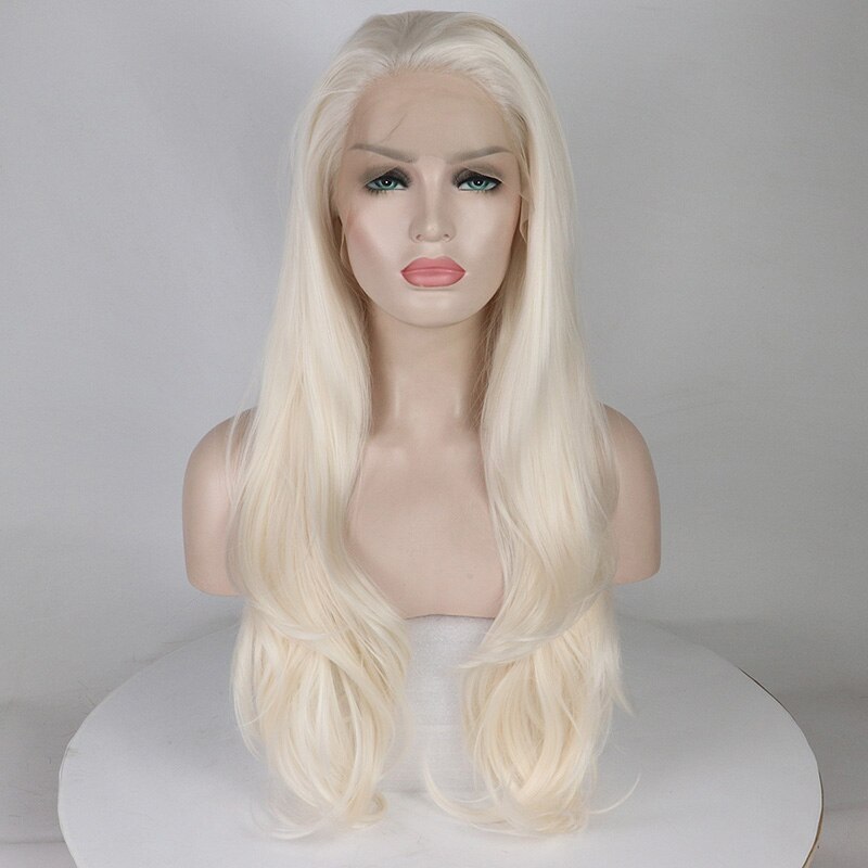 Ladiesstar Platinum Blonde Long Wavy Glueless Synthetic Hair Lace