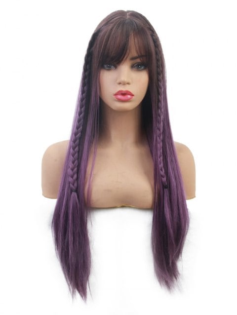 Ladystar Lace Front Wigs Long Gradient See Through Bang Straight Synthetic Wig