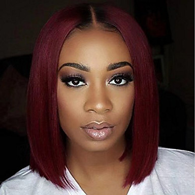 Burmese Hair Straight Burgundy Wig 130 Density With Baby Hair