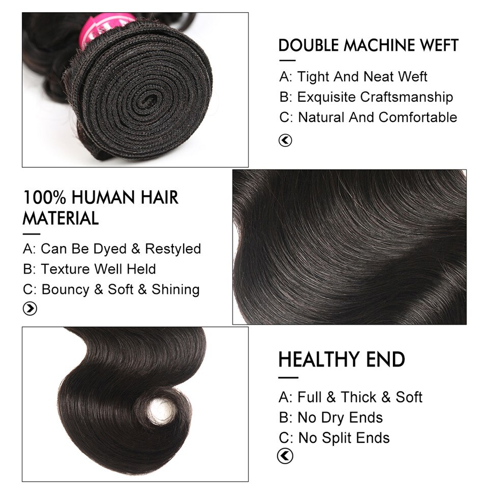 100 Human Hair Bundles With Closure 8 26 Peruvian Hair Body Wave