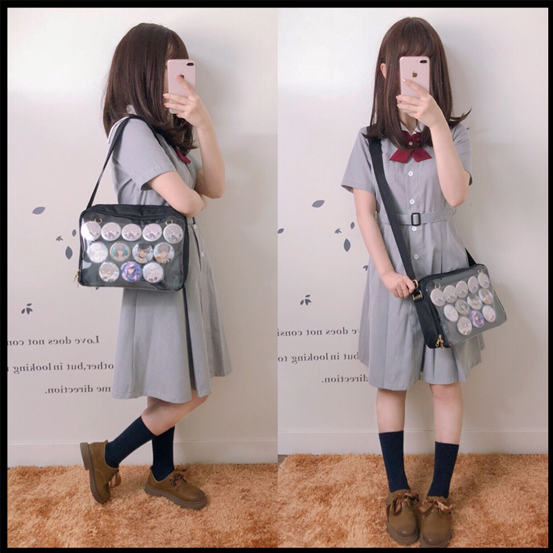 Details about / Japanese Lolita Harajuku Square Shoulder Itabag Crossbody Transparent Handbag