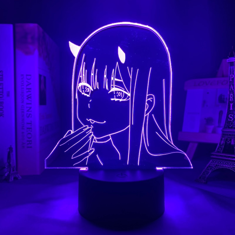 3D-Lampe Anime Darling in der FRANXX 02 Zero Two LED-Nachtlichtfernbedienung 16-Farben-Tischlicht Kinderzimmer Outfit
