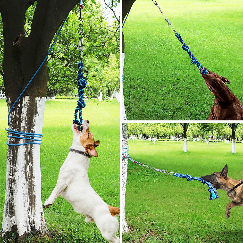 Meieke Dog Outdoor Bungee Hanging Toy Spring Pole Dog Rope Toys Muscle Builder Interactive Tether Tug Toy for Pitbull & Medium to Large Dogs 