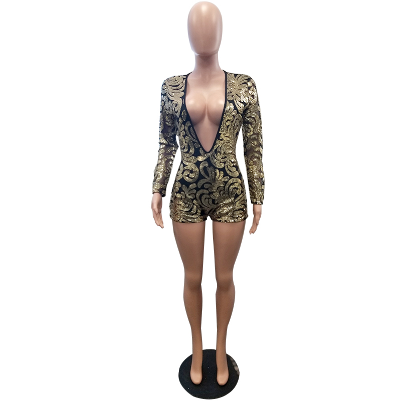 sequin long sleeve playsuit