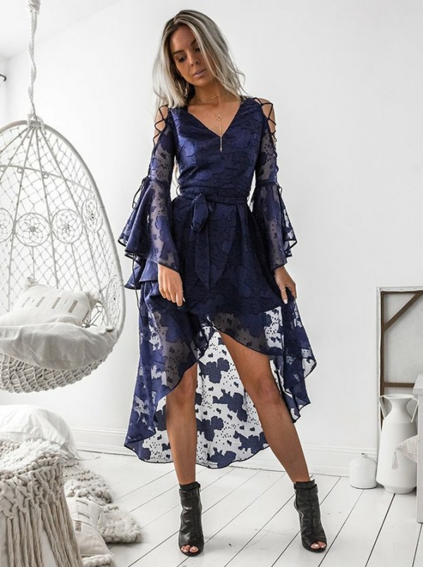 bell sleeve homecoming dress