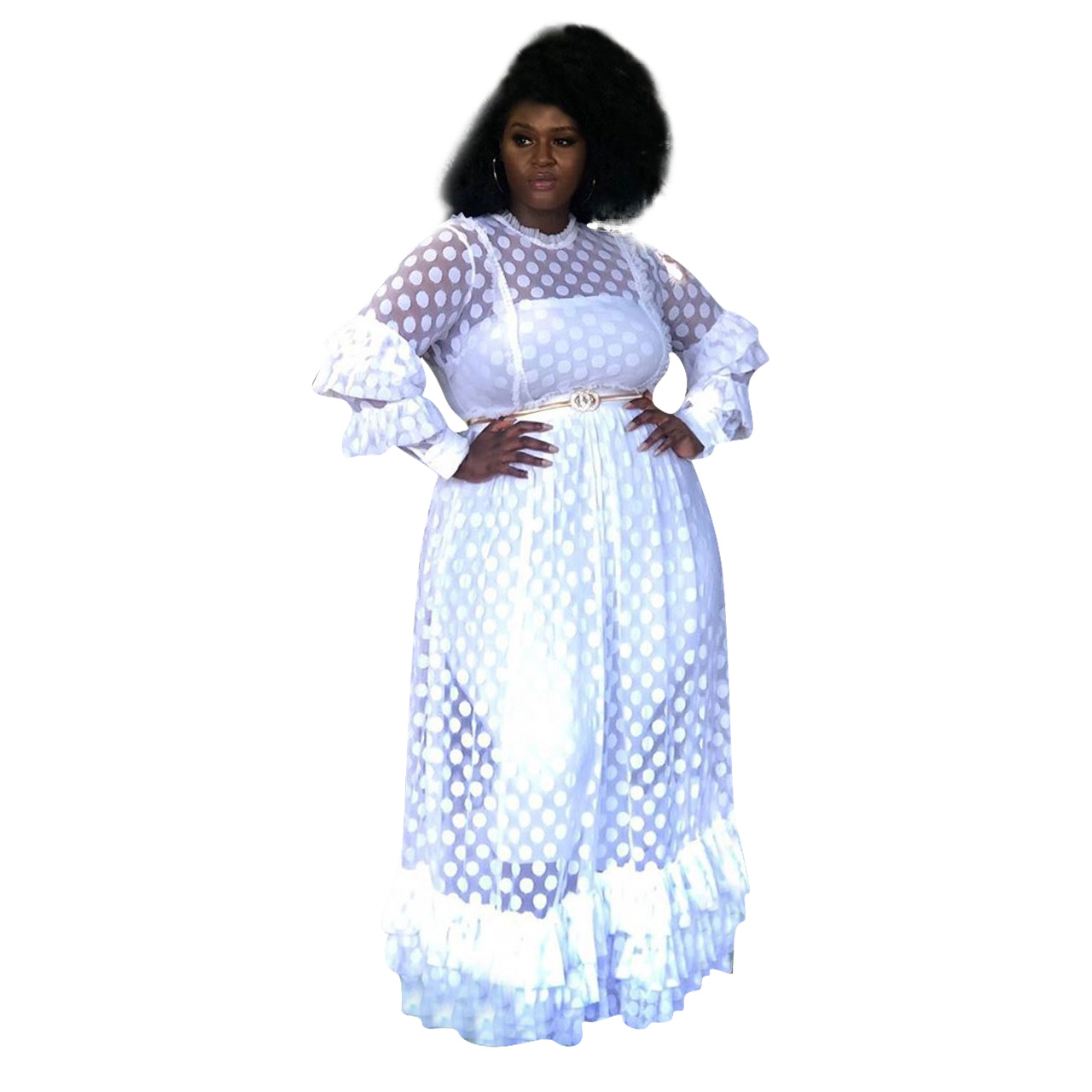 white mesh dress plus size
