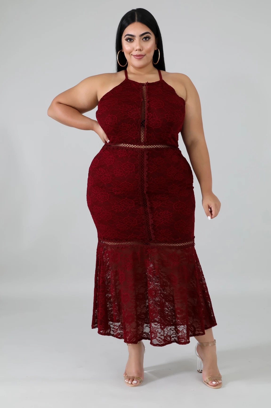plus burgundy dress