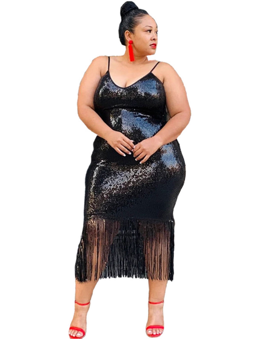 plus size black cami dress