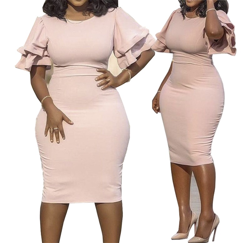 plus size pink ruffle dress