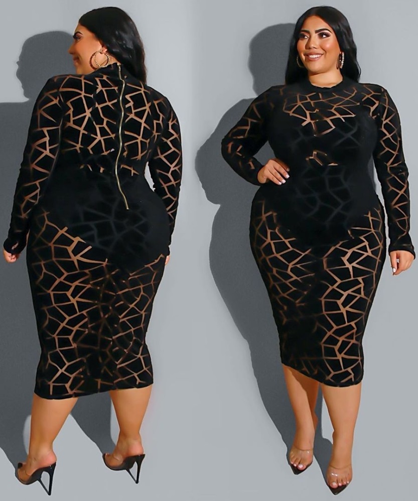 black bodycon midi dress plus size