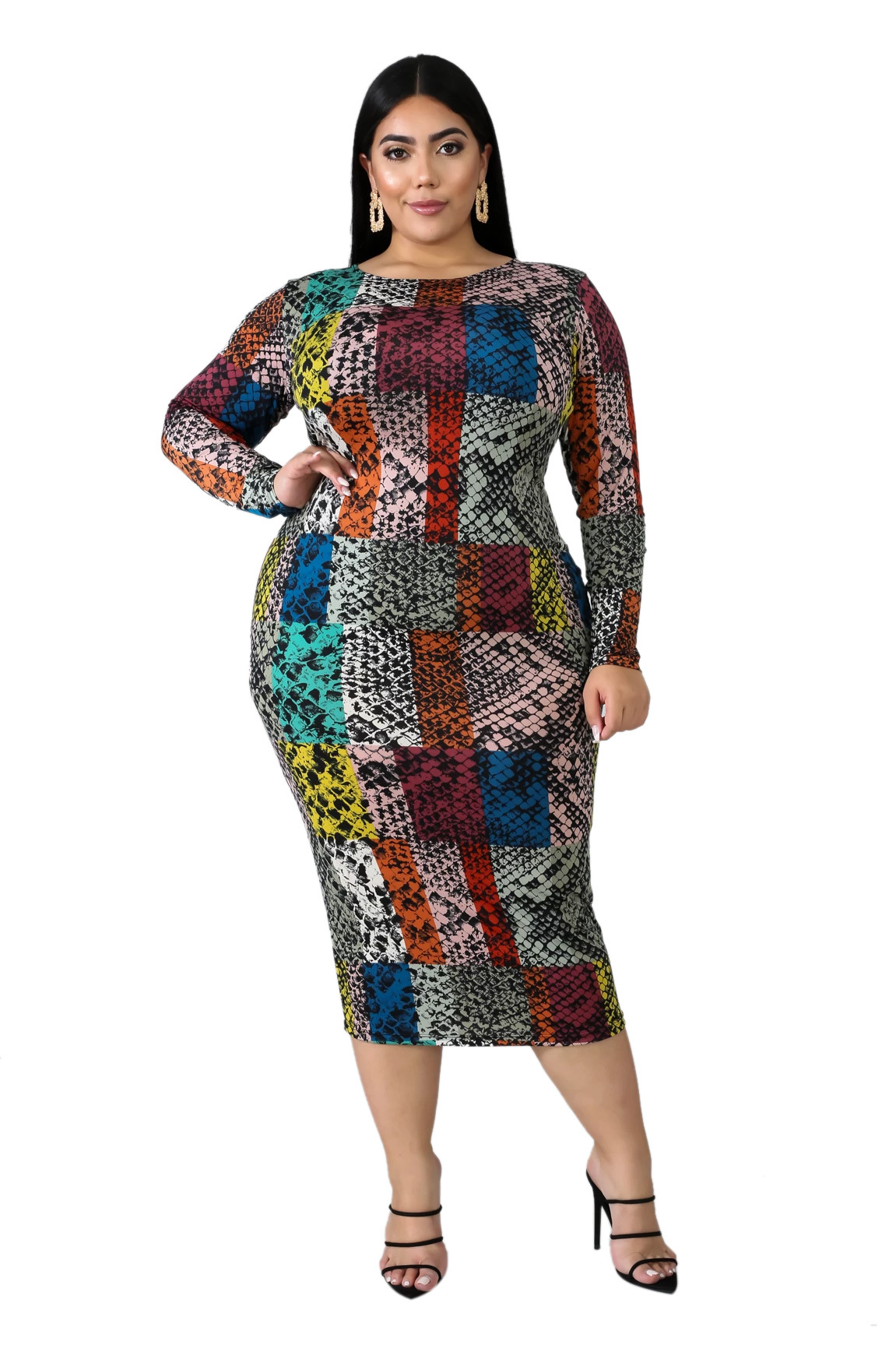 snake skin plus size dress