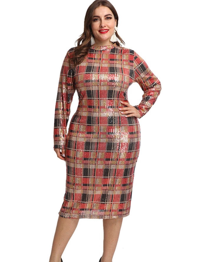 plaid sequin dress
