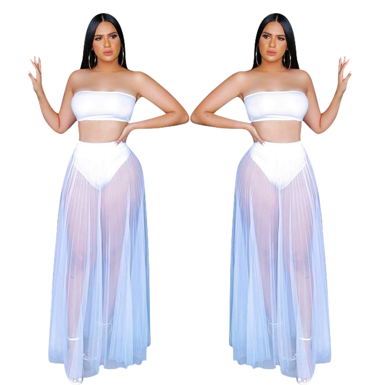 white mesh maxi skirt