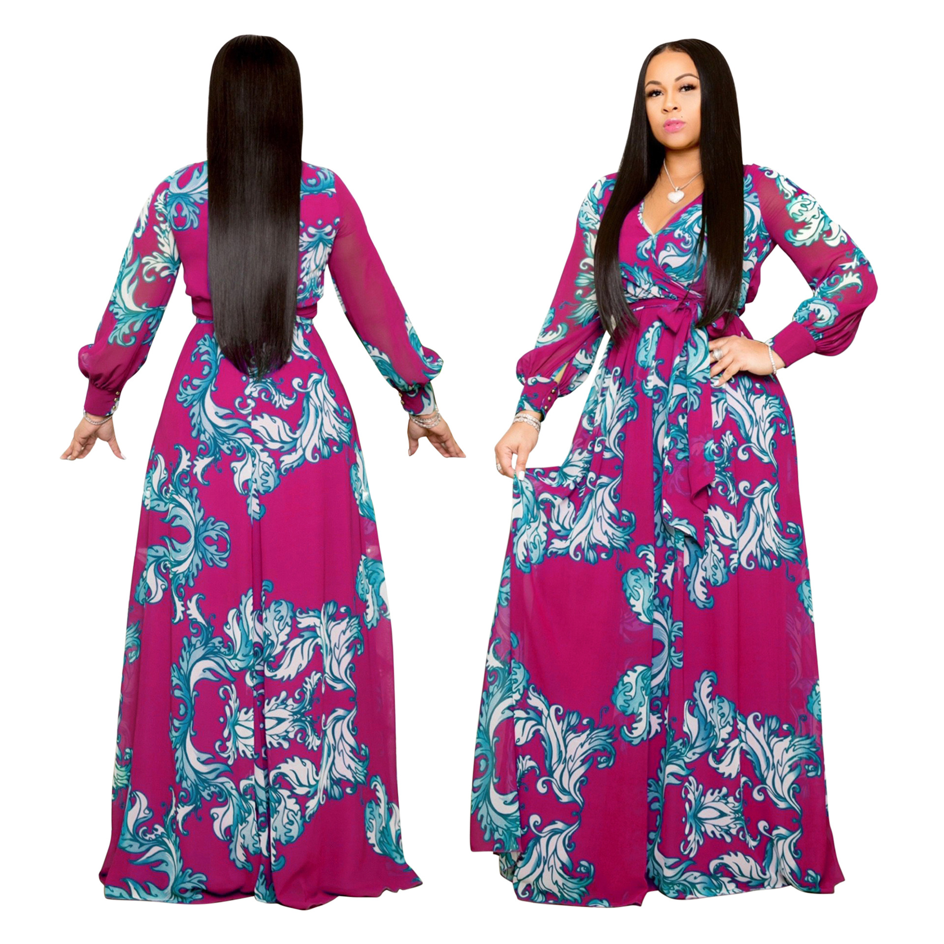 hot pink chiffon maxi dress