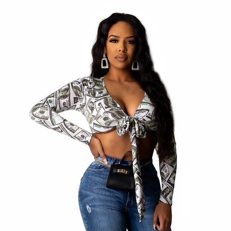 deep v tie front top