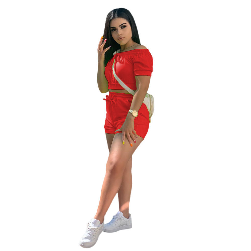 red two piece short set
