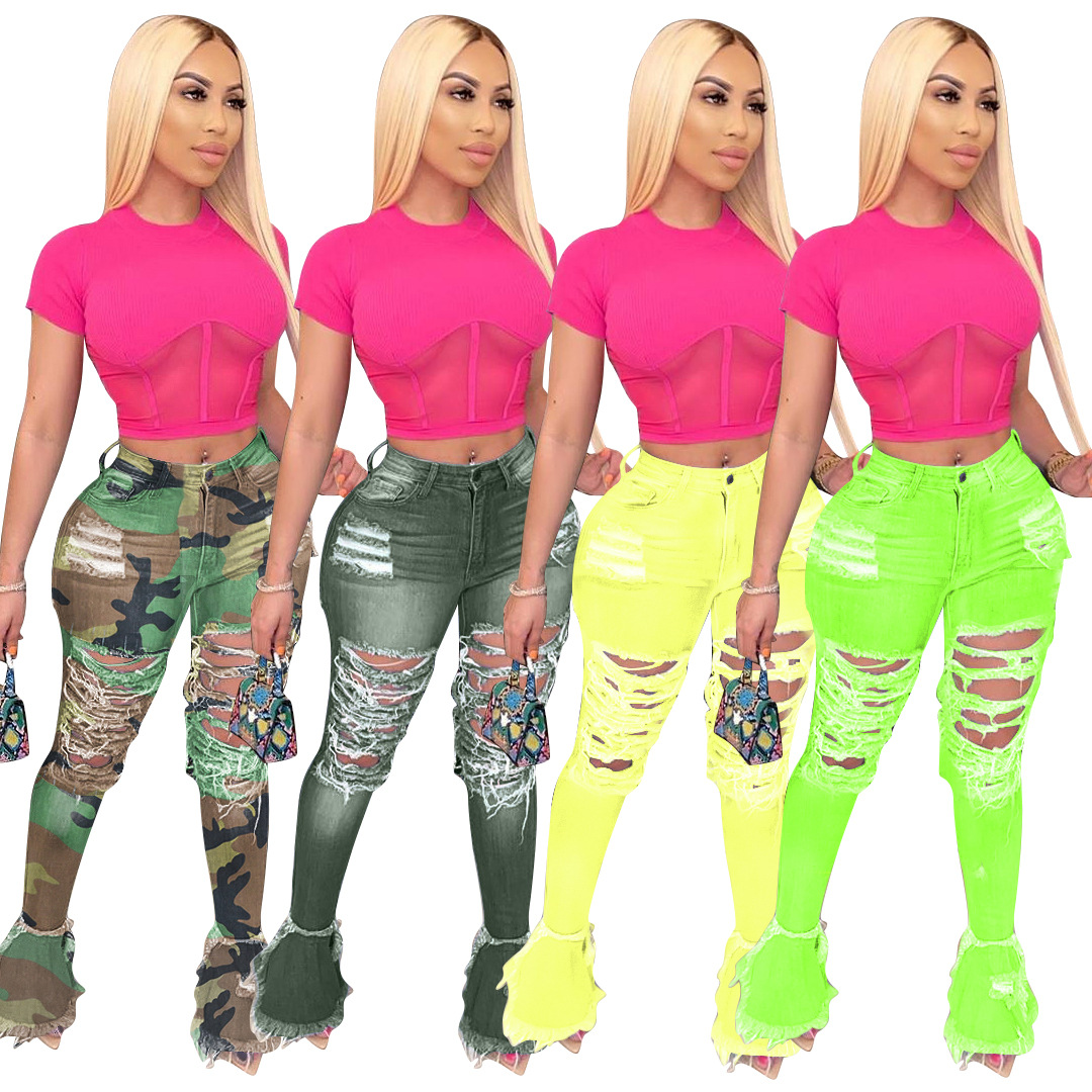 camo bell bottom jeans