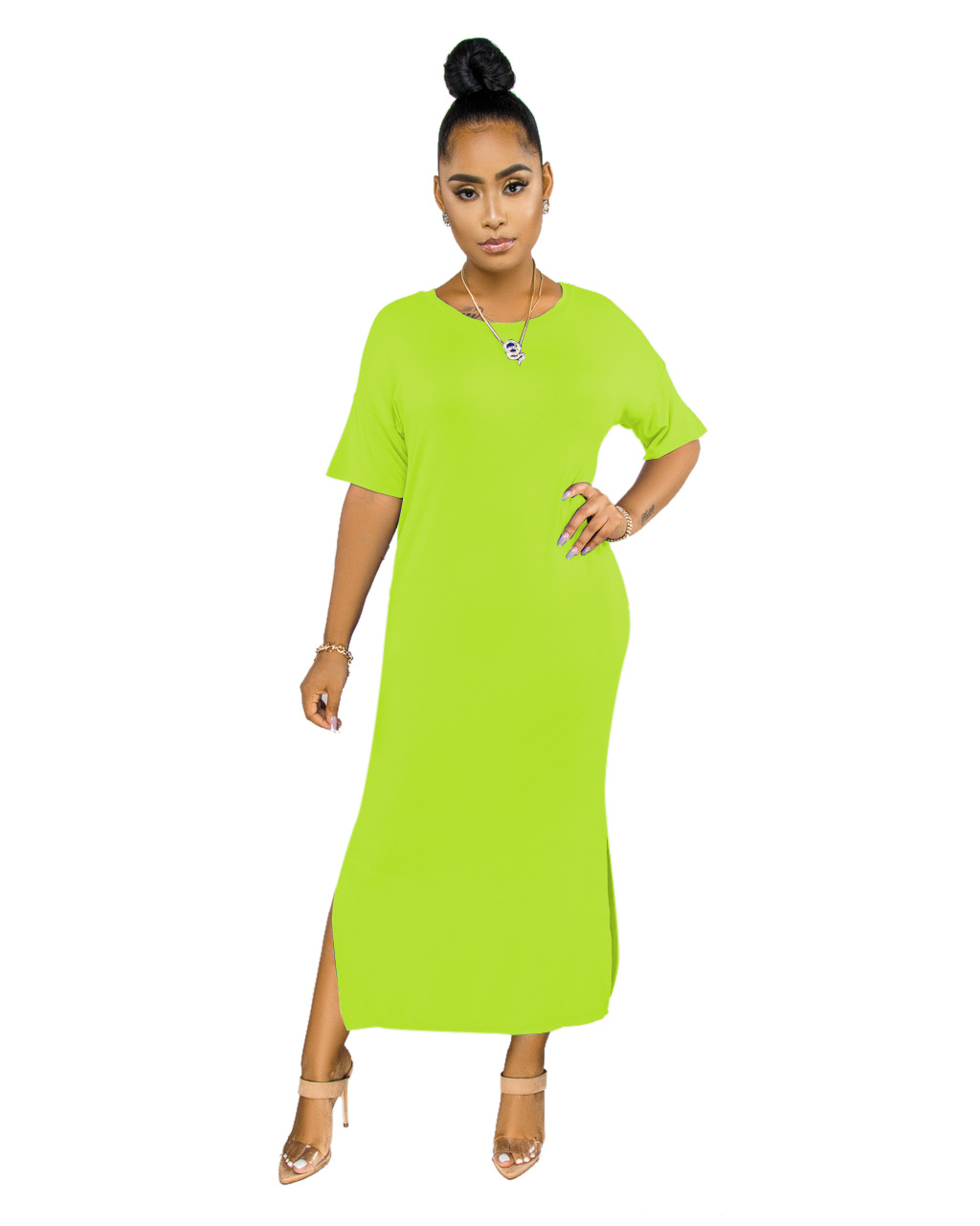 neon green dress plus size