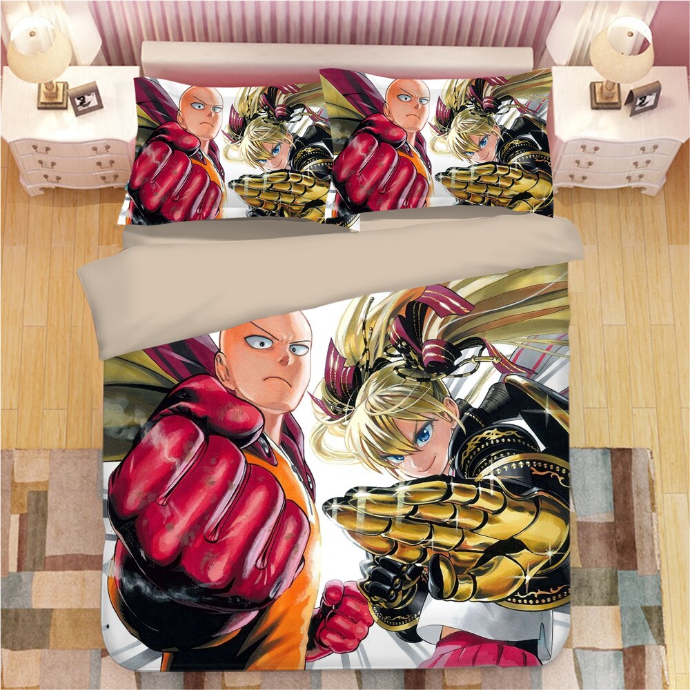 One Punch Man Bedding Set Cartoon Anime Duvet Covers 3d Bedding
