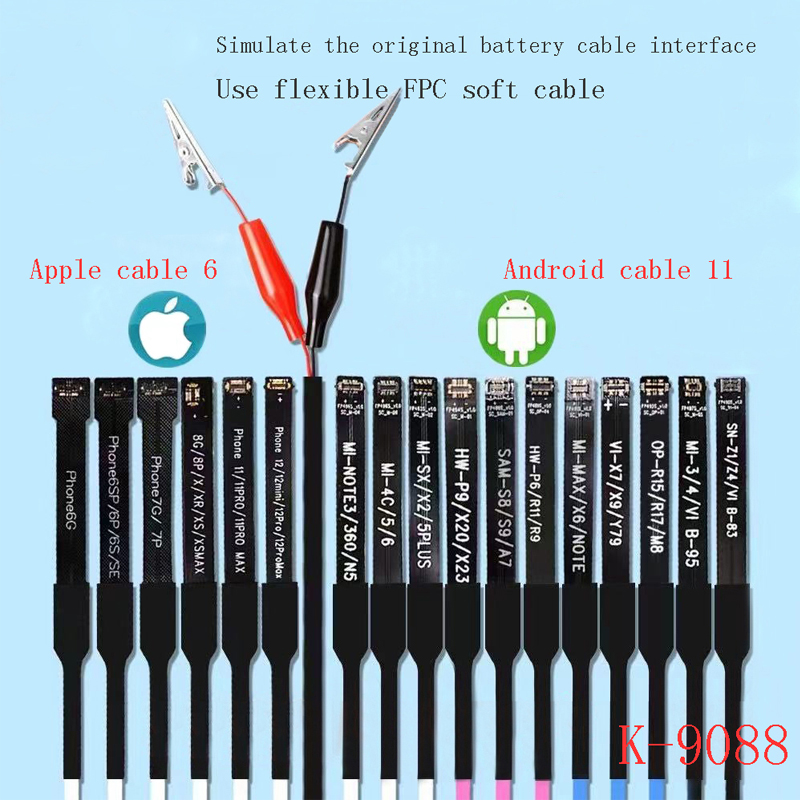 US$ 29.84 - Kaisi K-9088 Mobile Phone Repairing Power Supply Cable For Android And Apple iPhone SE 6G to 12Promax - www.phonefixparts.com