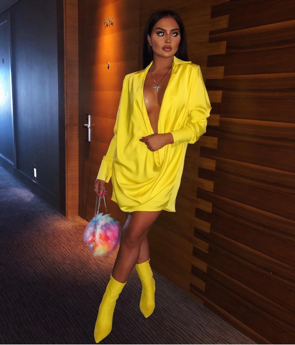 yellow long sleeve mini dress