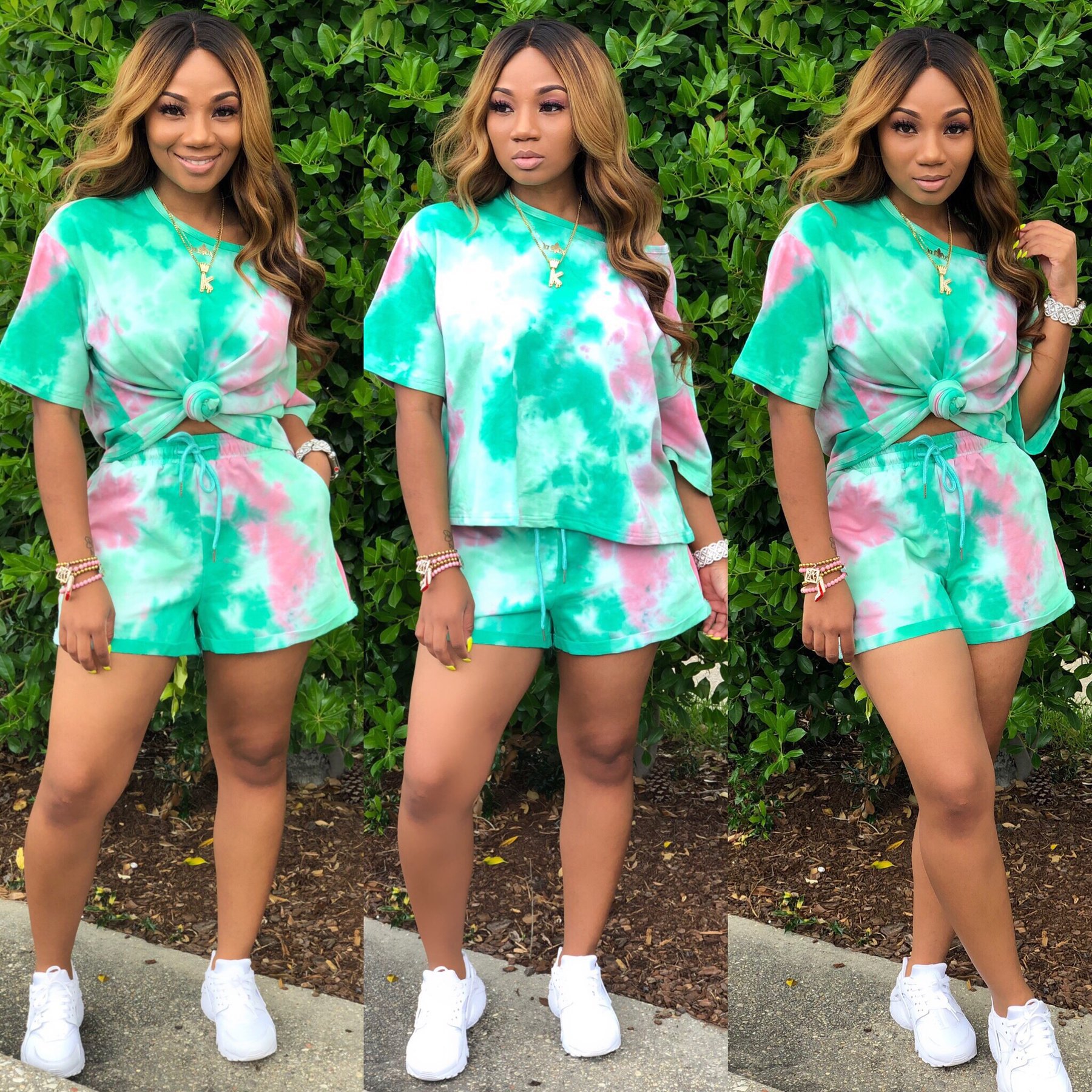 plus size tie dye 2 piece set