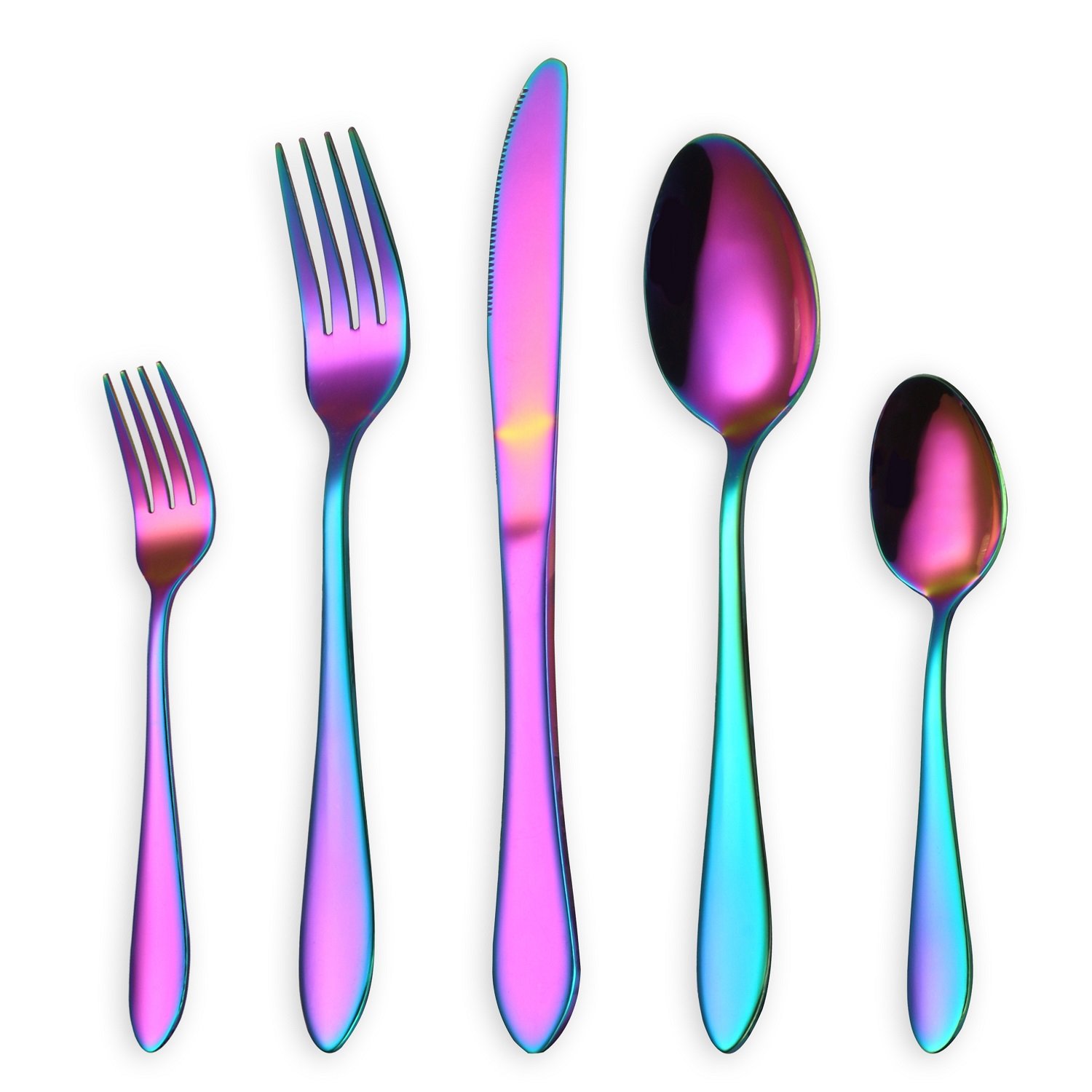 Berglander Besteck Set 30 Stück mit Mondoberfläche Griff und glänzendem Regenbogenmund Titanbeschichtung Edelstahl bunt Modern Besteck Set Utensilien Set Service für 6 Berglander Besteck Set 30 Stück mit Mondoberfläche Griff und glänzendem Regenbogenmund Titanbeschichtung Edelstahl bunt Modern Besteck Set Utensilien Set Service für 6