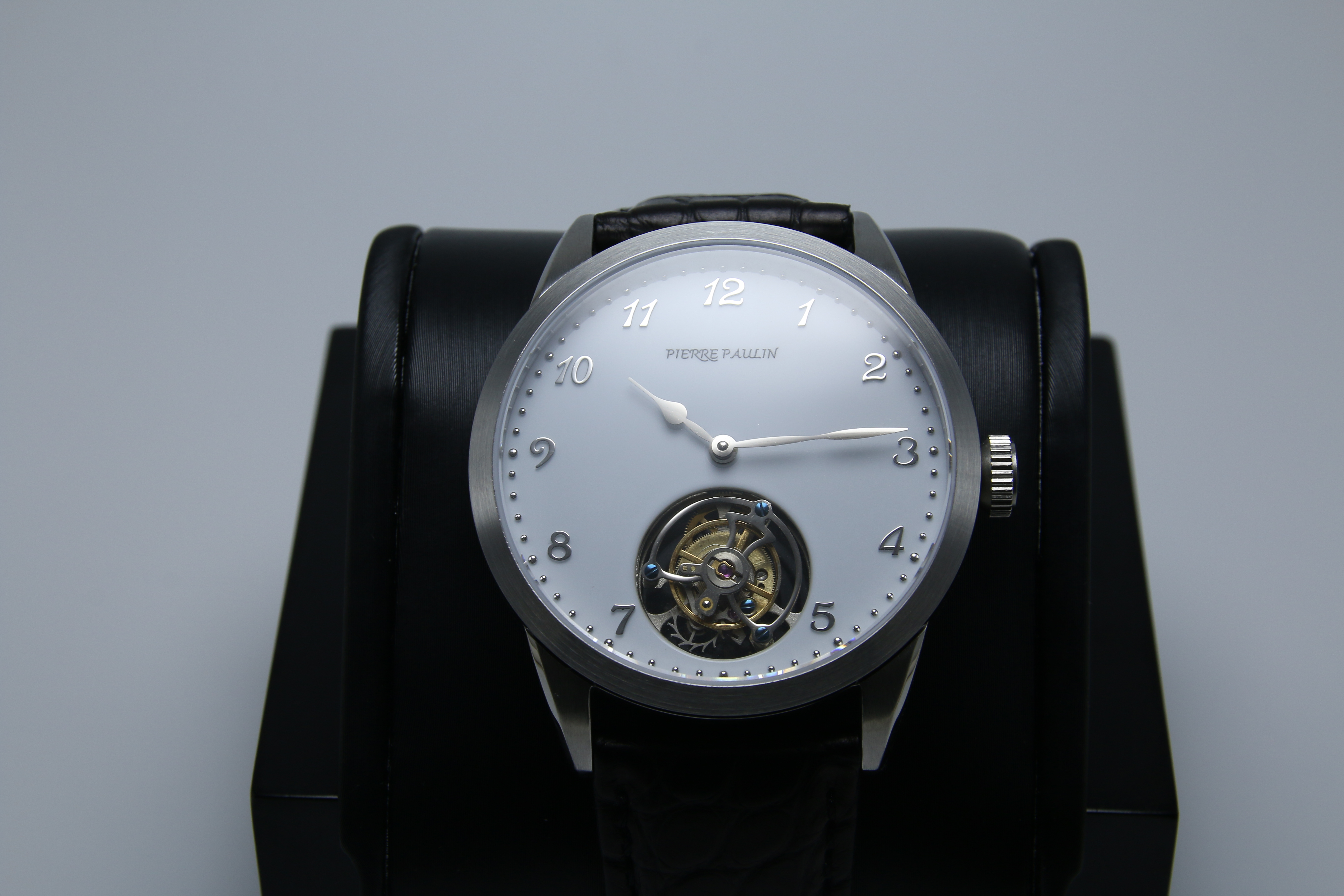 Flying Tourbillon Copy PIERRE PAULIN Genuine Mechanical Dress Luxury Mens  Watch Black carbon fiber dial