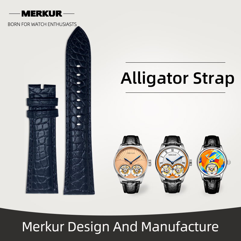 New Merkur Watch Genuine Aligator Band Strap Mm From Merkur