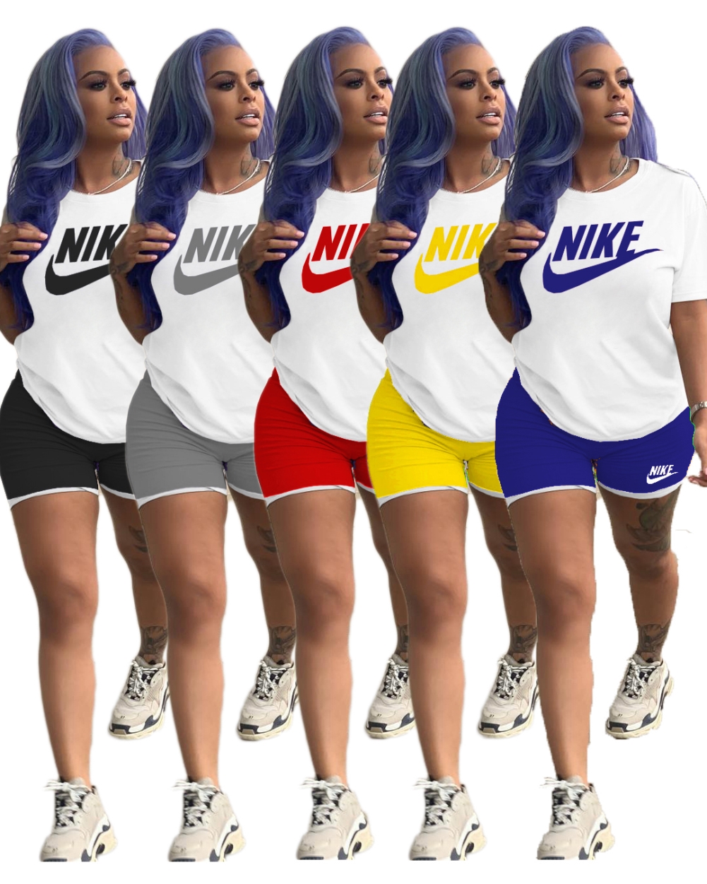 nike two piece biker short set