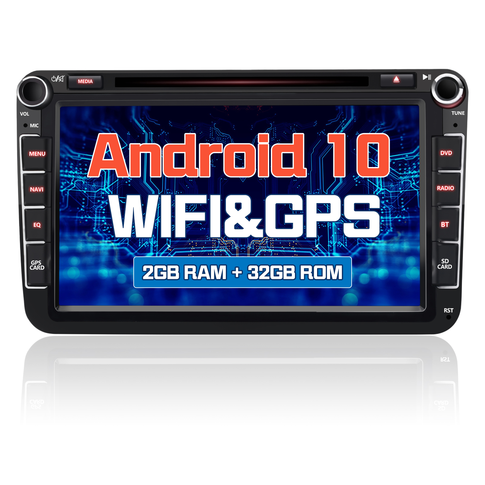 € 224.10 - Android 10 Autoradio für VW Skoda Seat, 2 DIN 8 Zoll Touchscreen  DAB+ unterstützung WLAN DVD USB RDS Bluetooth MirrorLink -  de.awesafeshop.com
