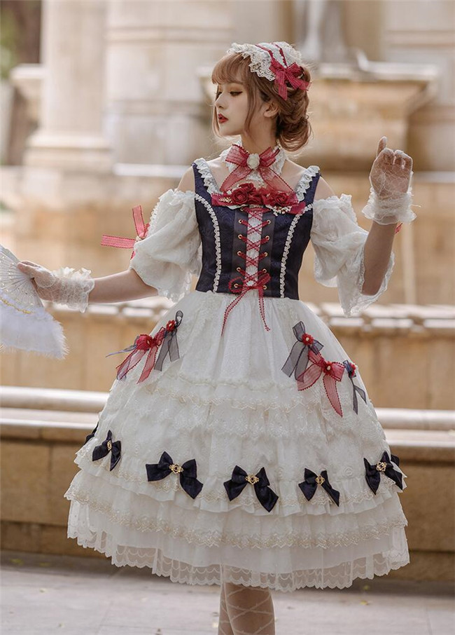 Little Dipper ~White Snow Lolita Vest + OP Set Short/Long Version -Ready Made