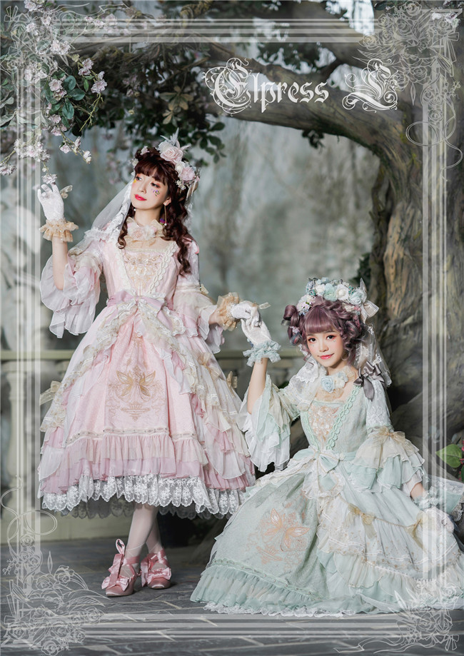 Elpress L ~The Fairy Kingdom Embroidery Lolita OP + Headdress Set -Ready Made