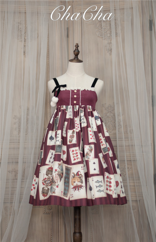 Poker Cat~ Classic Lolita JSK Normal Waist-Ready Made