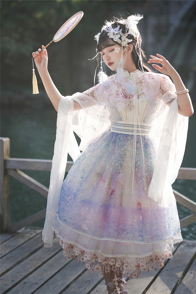 Sakura Carp Heavy Hand-made Lolita OP Set -Ready Made