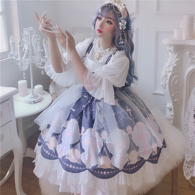Diamond Honey ~Shell Cross Chiffon Lolita JSK -Ready Made