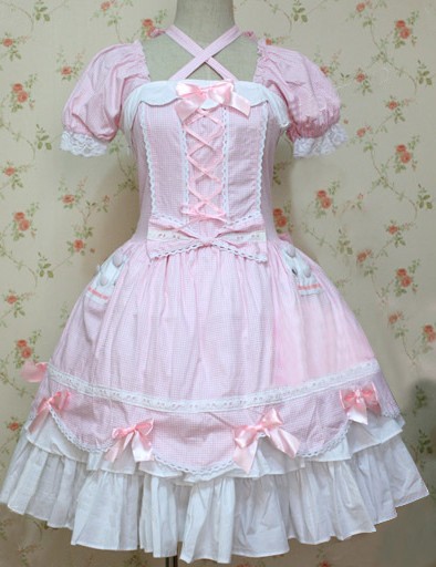 pink and white lolita dress