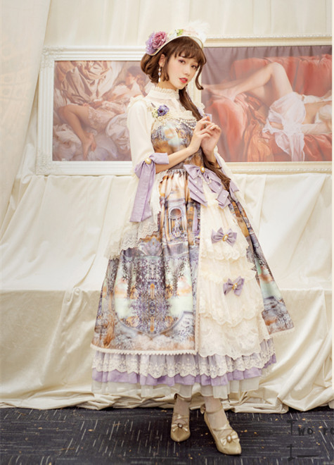 The Dawn of Gods Printed Front Opening Lolita JSK -(Custom-tailor Available)
