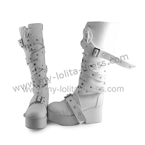 white boots with buckles