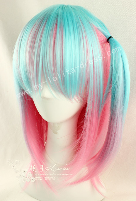 pink blue wig