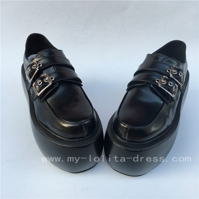 Black Matte Lolita High Platform Shoes 