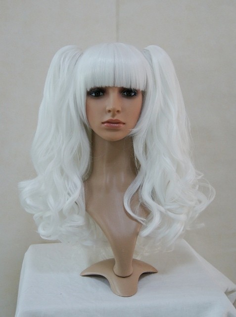 white pigtail wig