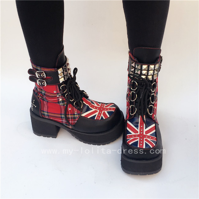 red goth boots
