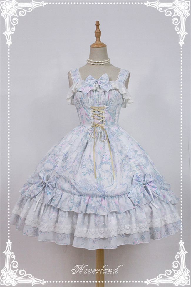 Neverland Lolita -Antique Clock- Chiffon Tailored Lolita Printed JSK
