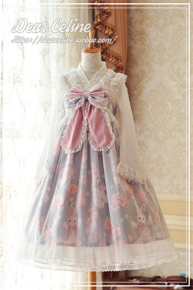 Dear Celine ~Sakura Rabbit~ High Waist Lolita JSK -Ready Made