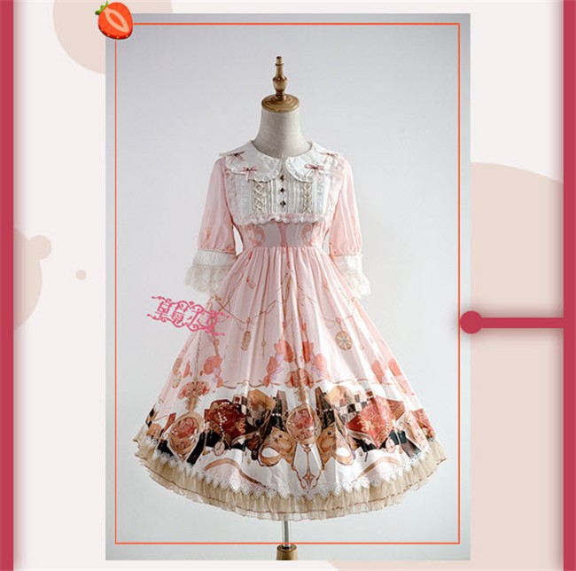 The Clock Adventure~ Sweet Lolita Short Sleeves OP Dress