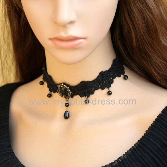 Black Lace Beads Lolita Choker For Girls 7 99 Lolita Necklace Chokers