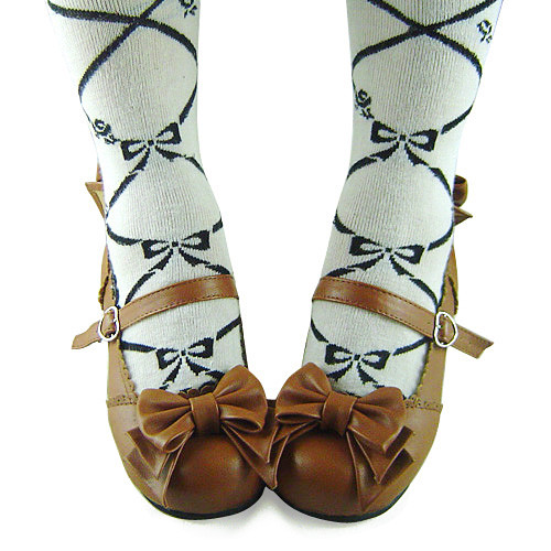 Light Coffee Bows Lolita Shoes